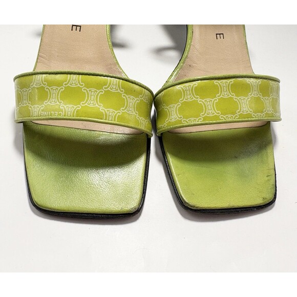 Celine S/S 2000 RTW Lime Green Kitten Heels Macadam Vintage Y2K Sz 36 6 - Picture 4 of 10